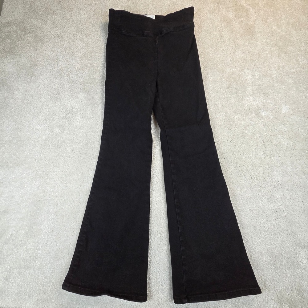 FRAME Jetset Crop Mini Boot Black Pull On Stretch Jeans Size 1 High Rise Flare